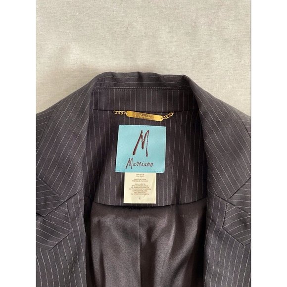 Marciano Women's Blazer Jacket One Button Striped Black Cotton Slim Fit Size 4 - Picture 8 of 12